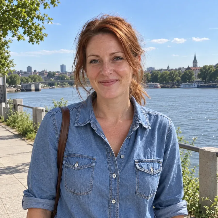 Frau mit einem natürlichen Lächeln am Wasser